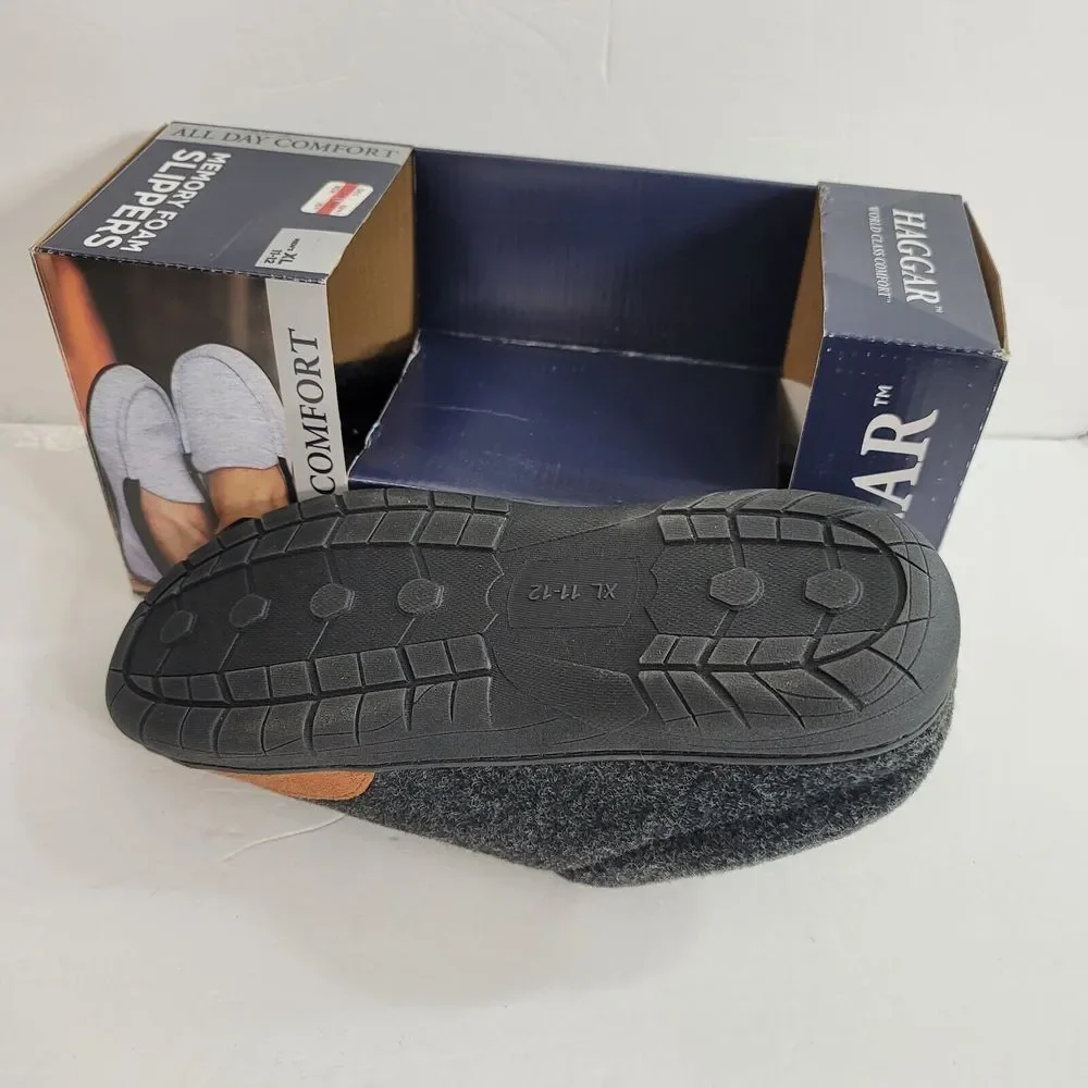 Haggar Slippers Mens XL 11-12 Charcoal Grey‎ Faux Bumpers Slip on Slide $52 NEW